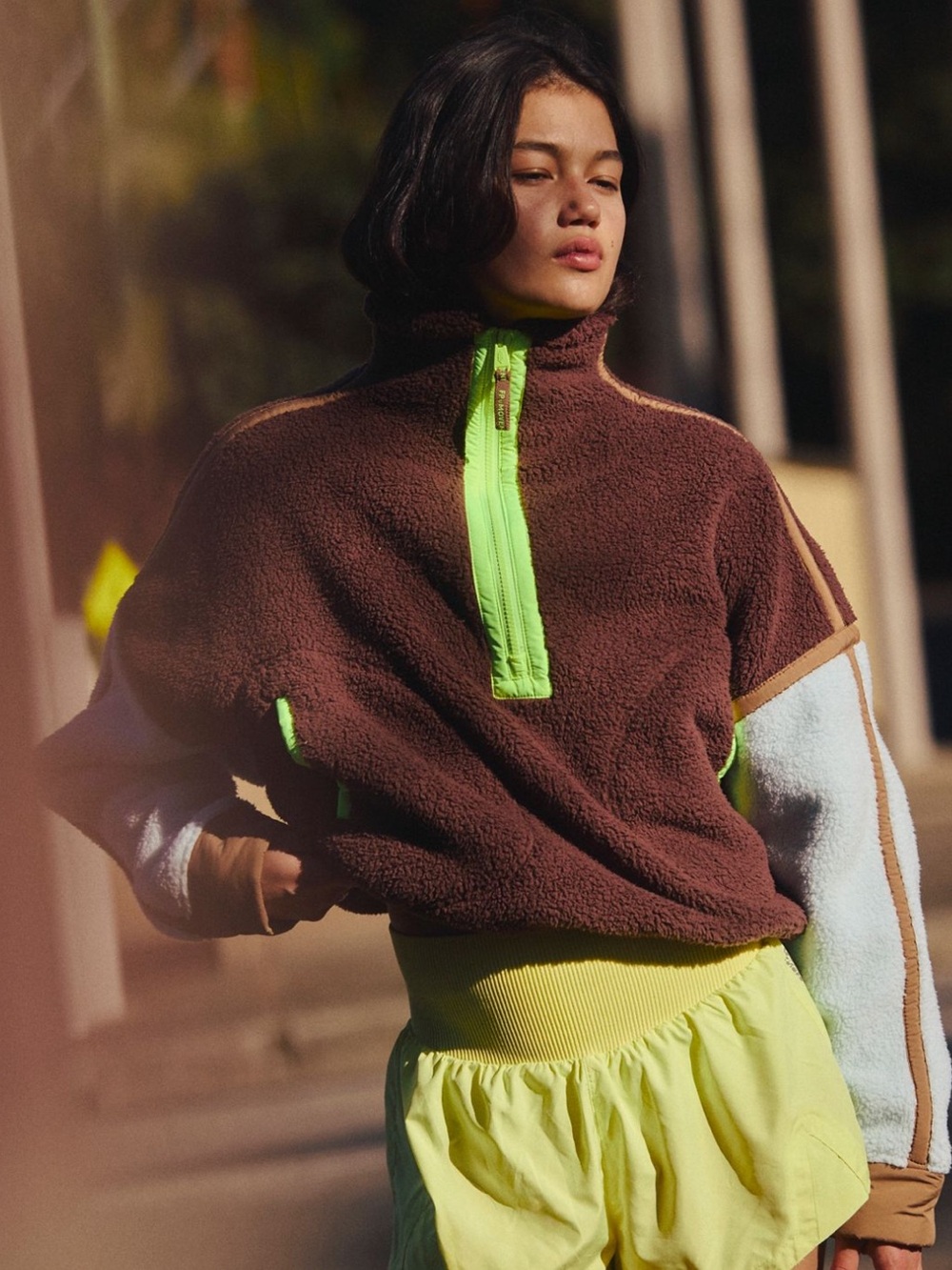 NWT free people mountain high colorblock Half-Zip Pullover - cocoa sky